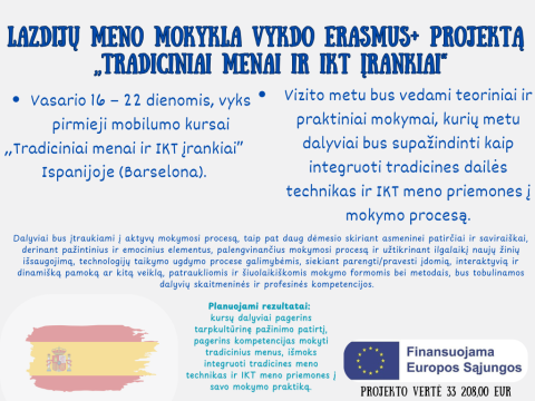 Erasmus+ projektas ,,Tradiciniai menai ir IKT įrankiai"